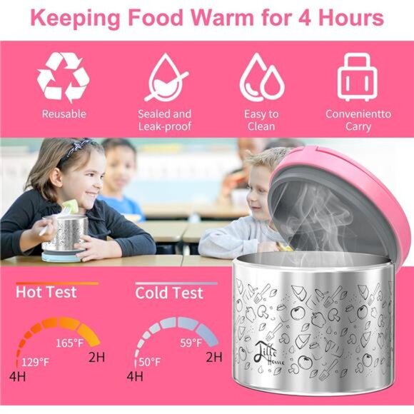 Lille Home Portable Insulated Lunch Box Set with Stainless Steel Cutlery, - Picture 2 of 7